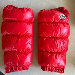 Authentic Moncler Bright Red Puffer Sleeve Warmers